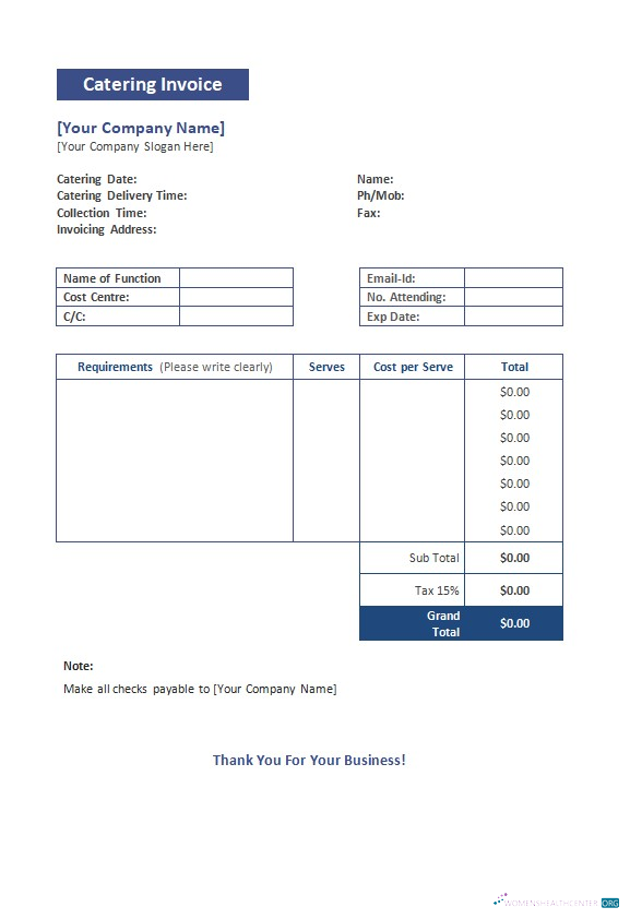 Download Free Catering Invoice Template 2 Photoshop template
